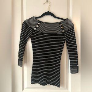 Whbm White House Black Market women’s black and white striped sweater size xs